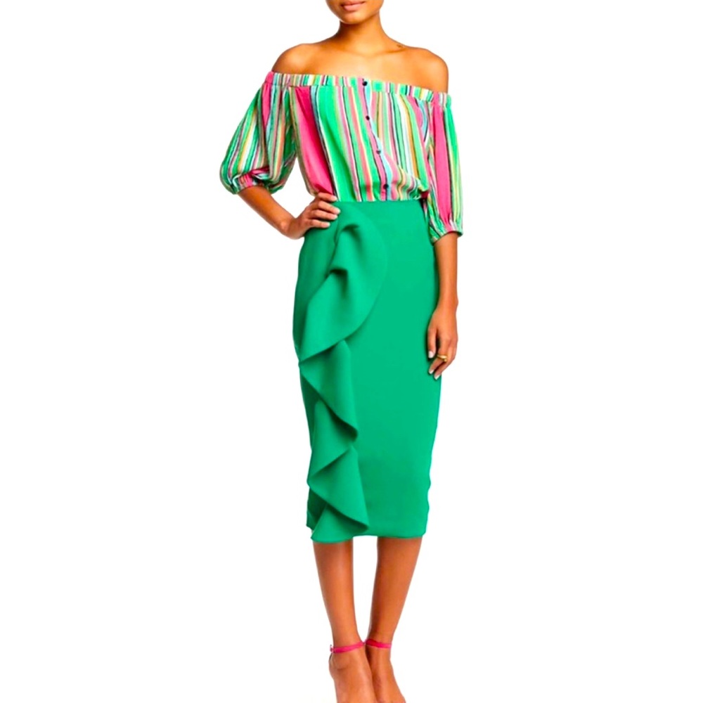 TOV Side Ruffle Skirt
